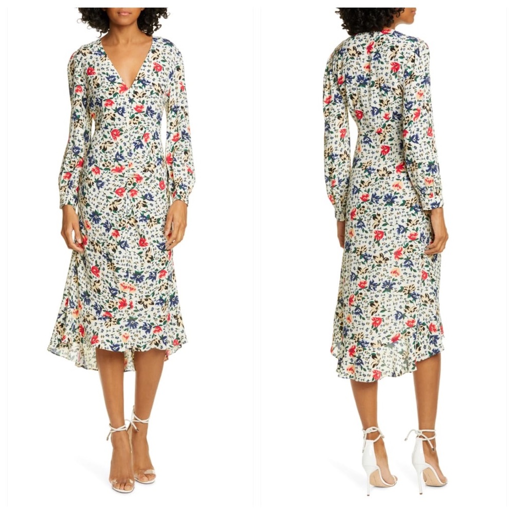 ba&sh Paloma Floral Long Sleeve Midi Dress